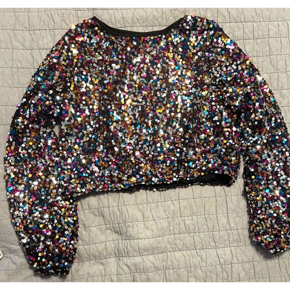 Tops - Multi Color Sequined Top Size XL Fun Cocktail Party Celebration